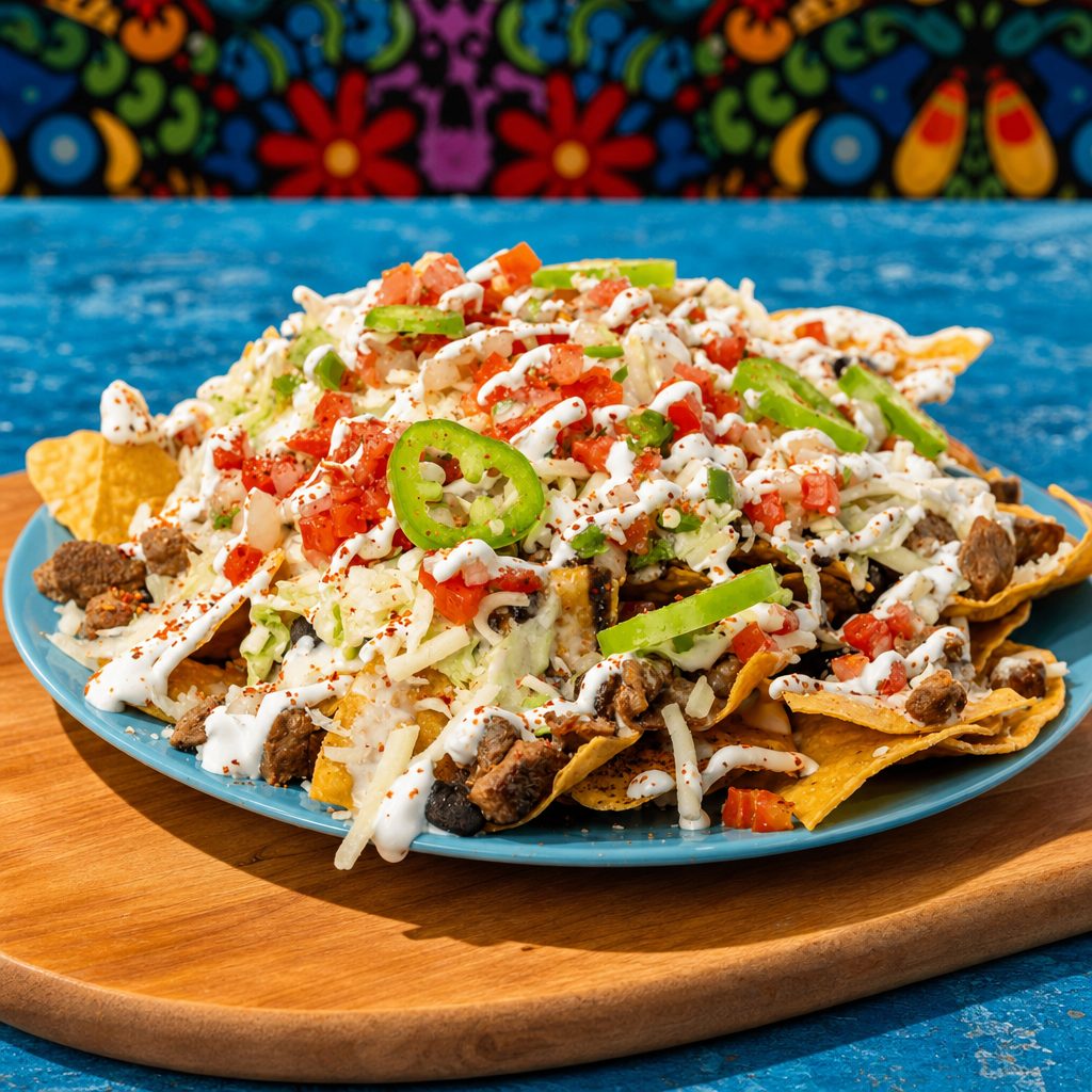 Carne Asada Spicy Nachos.